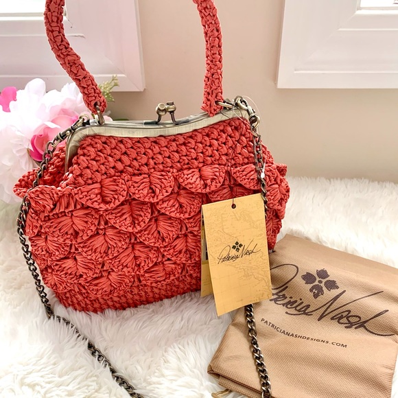 NWT Patricia Nash Laureana Scalloped Raffia Satchel